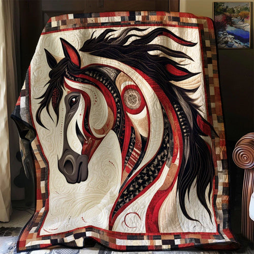 Ancestral Horse Form Quilt Blanket