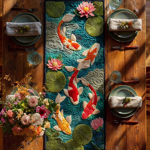 Ancestral Koi Flow Quilted Table Runner