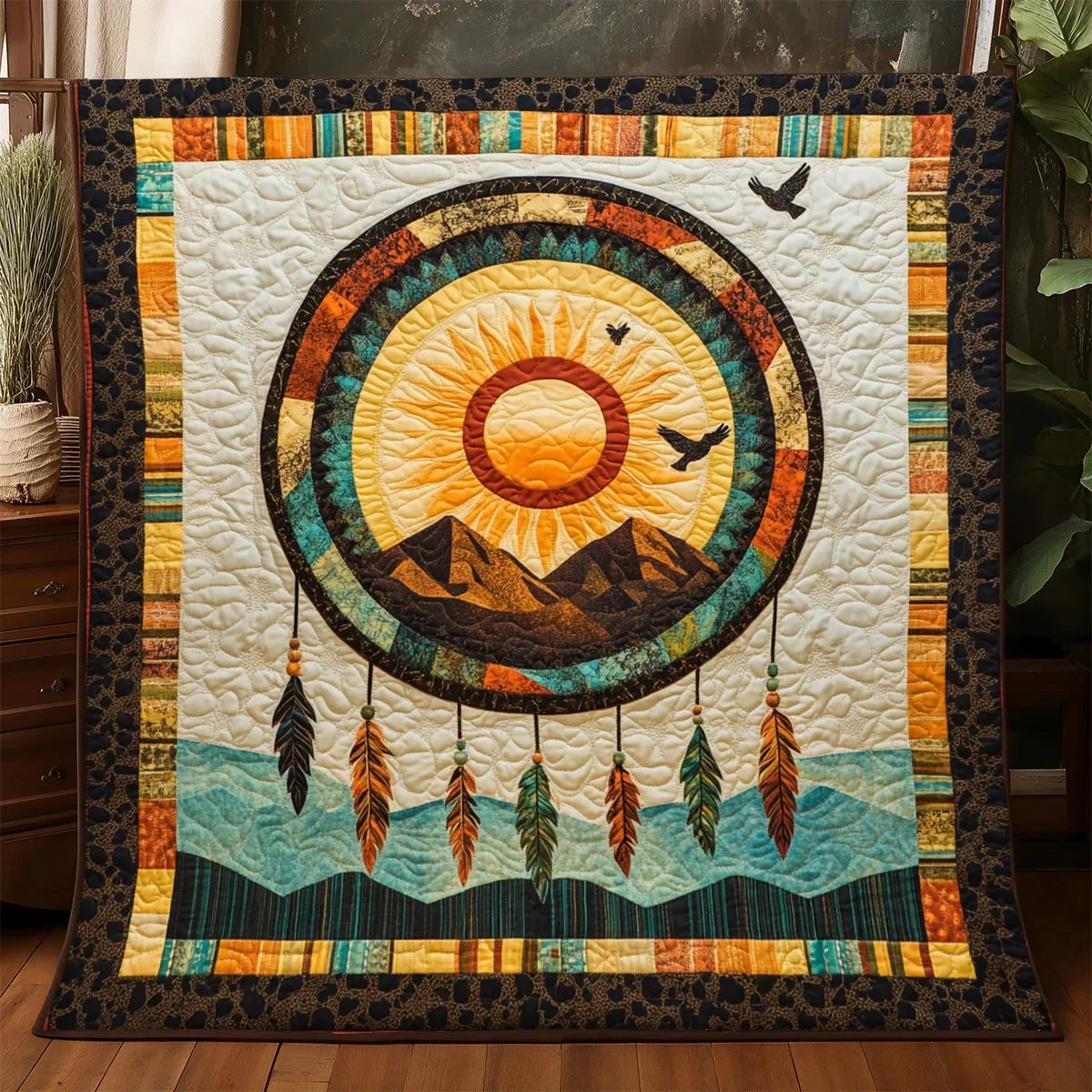 Ancestral Sun Sky Quilt Blanket