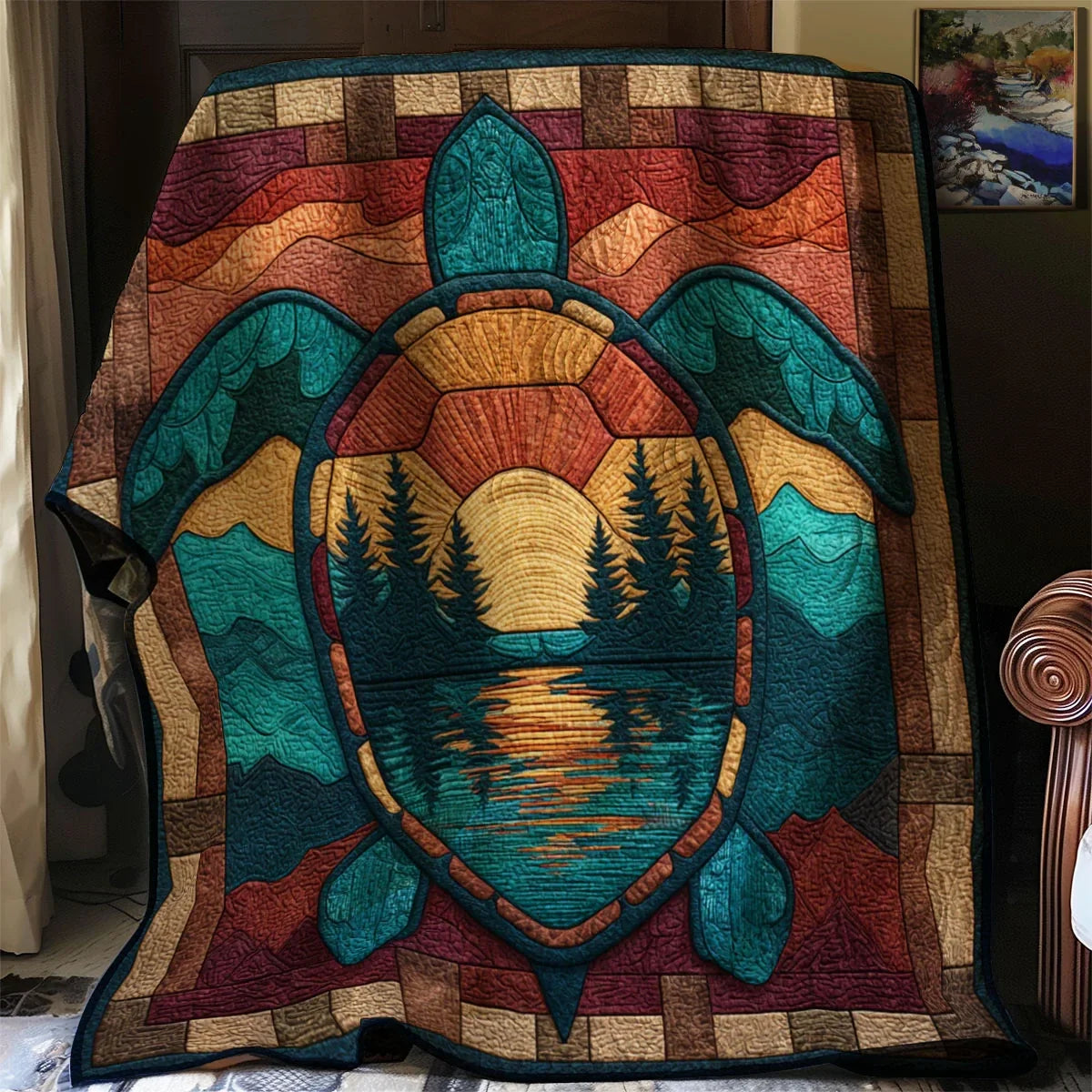 Ancestral Turtle Path Quilt Blanket