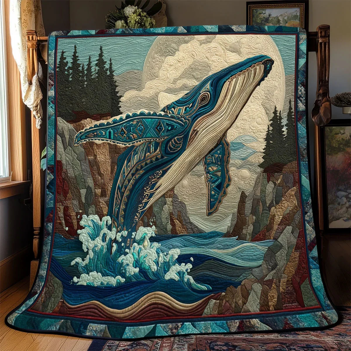 Ancestral Whale Path Quilt Blanket