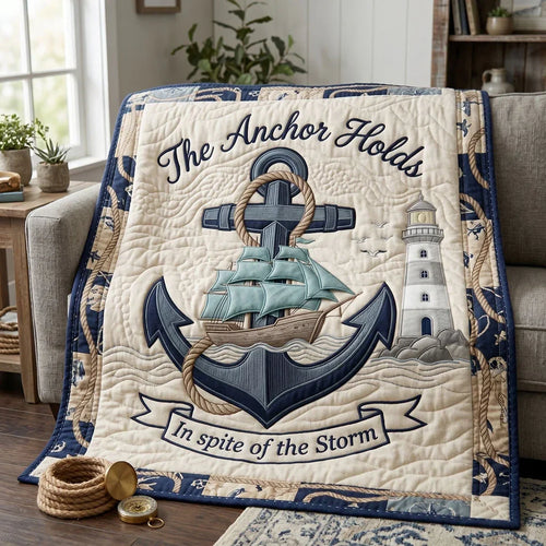 Anchor Of Hope Nautical Quilt Blanket
