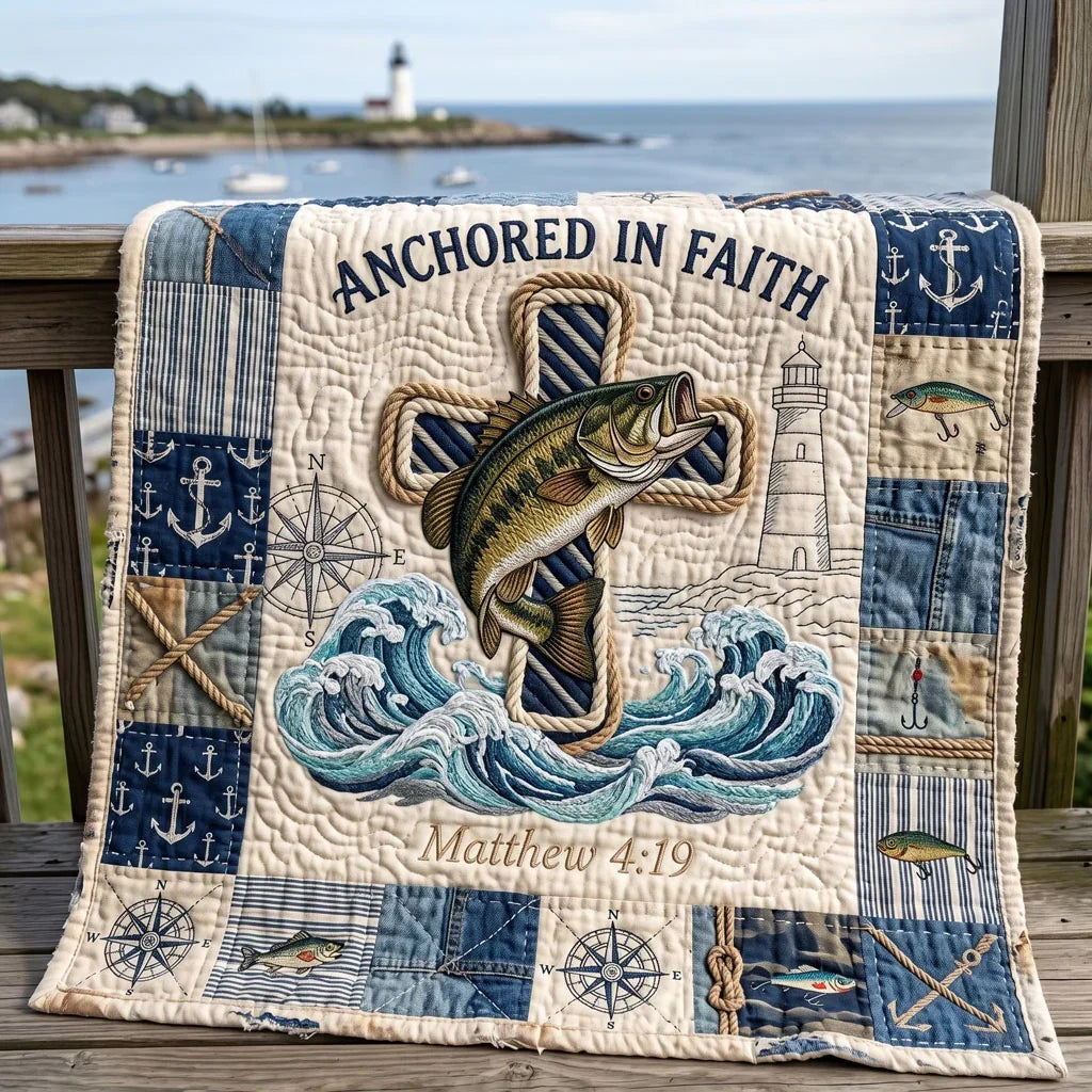 Anchored In Faith Bass Quilt Blanket