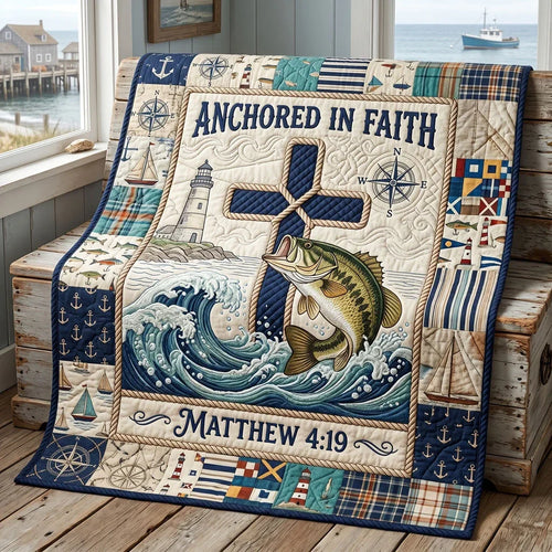 Anchored In Faith Coastal Quilt Blanket