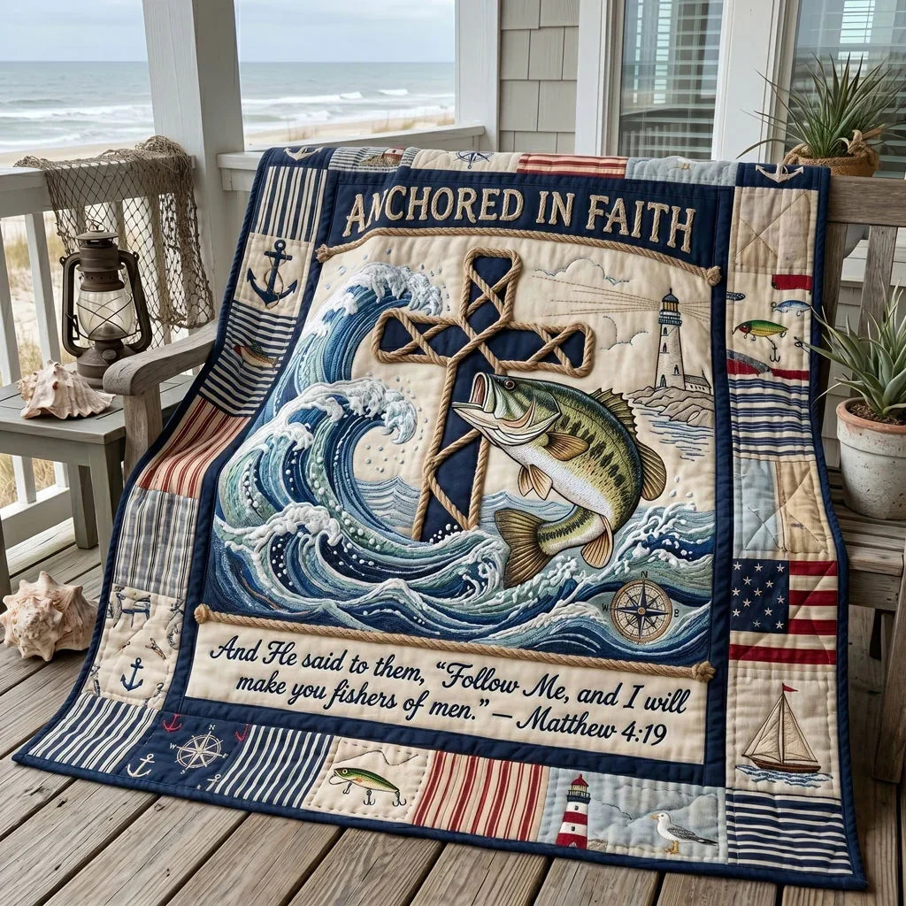 Anchored In Faith Scripture Quilt Blanket