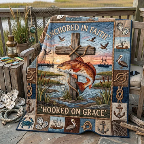 Anchored In Faith Quilt Blanket