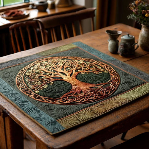 Ancient Bloom Quilted Table Topper