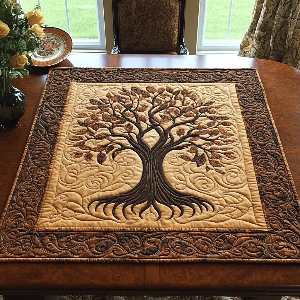 Ancient Bloom Quilted Table Topper