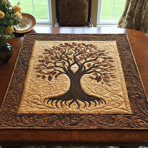 Ancient Bloom Quilted Table Topper
