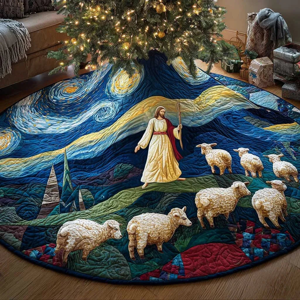 Ancient Divinity Christmas Quilted Tree Skirt