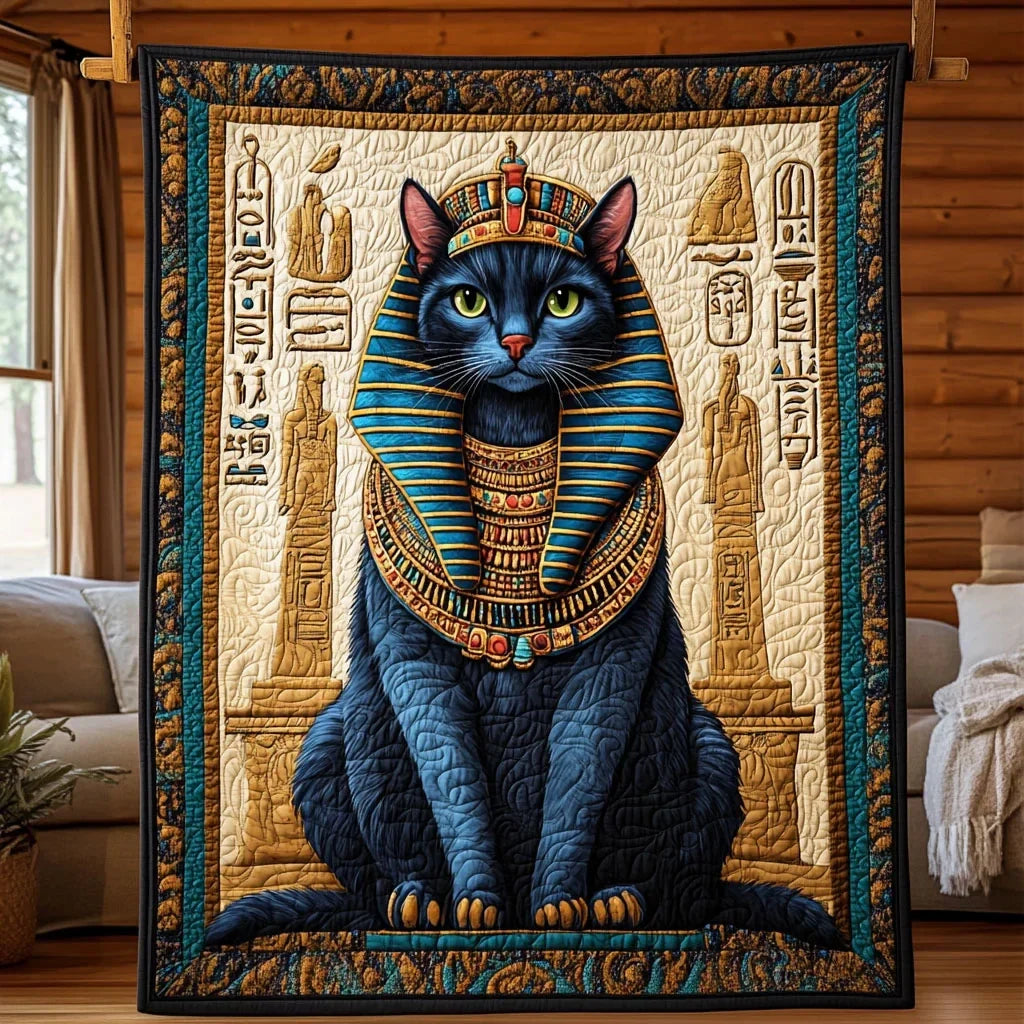 Ancient Egypt Cat Quilt Blanket