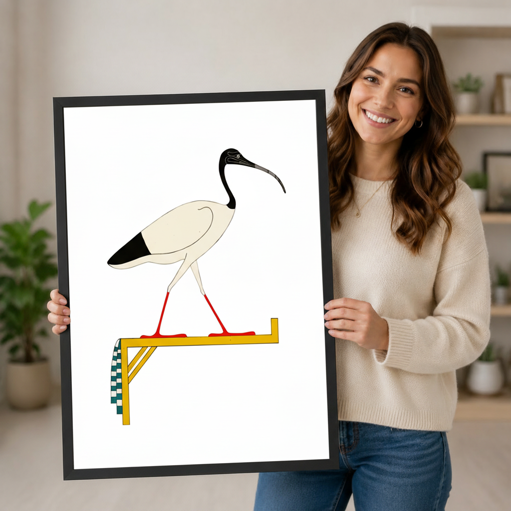 Egyptian Ibis Hieroglyphic Canvas Art Wall Art