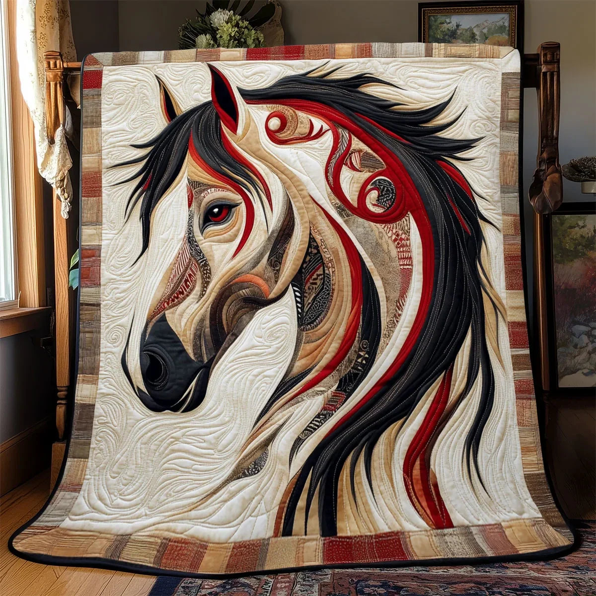 Ancient Horse Vision Quilt Blanket