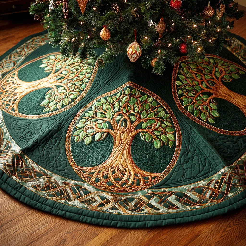 Ancient Life Roots Christmas Quilted Tree Skirt