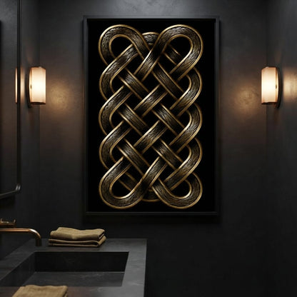 Ancient Norse Gold Metal Interlace Canvas Wall Art