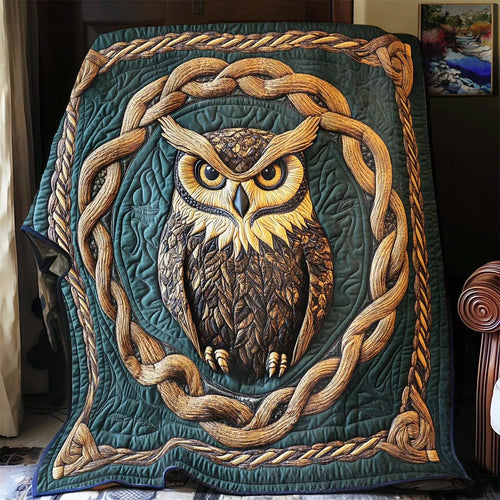 Ancient Owl Quilt Blanket