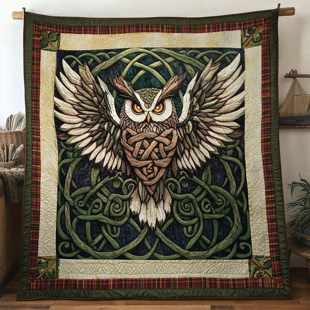 Ancient Owl Quilt Blanket