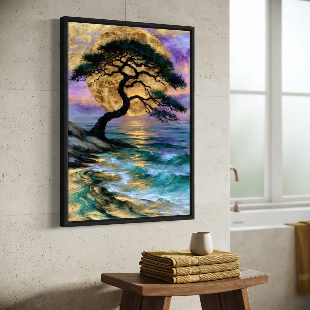 Ancient Pine Before The Gilded Moon Canvas Wall Art