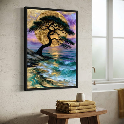 Ancient Pine Before The Gilded Moon Canvas Wall Art
