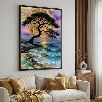Ancient Pine Before The Gilded Moon Canvas Wall Art