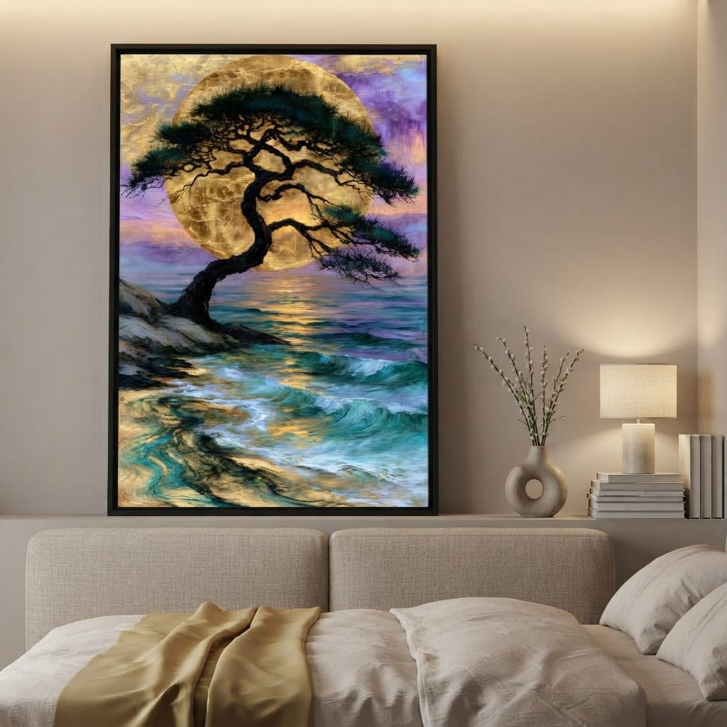 Ancient Pine Before The Gilded Moon Canvas Wall Art