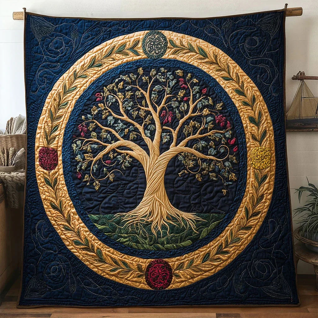 Ancient Tree Of Life Quilt Blanket