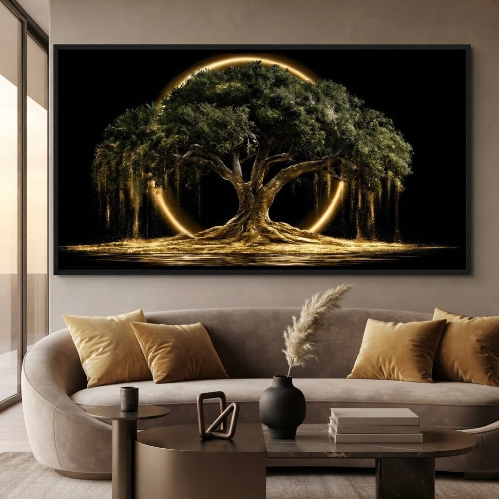 Ancient Tree Upon The Hollow Moon Canvas Wall Art