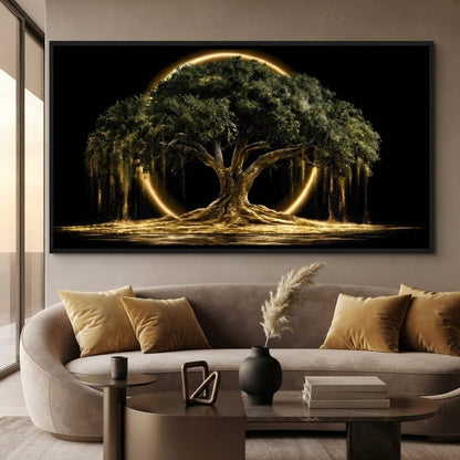 Ancient Tree Upon The Hollow Moon Canvas Wall Art