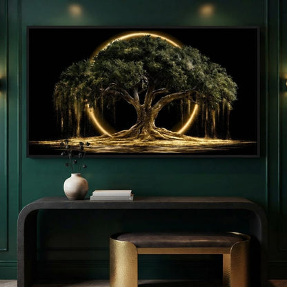 Ancient Tree Upon The Hollow Moon Canvas Wall Art