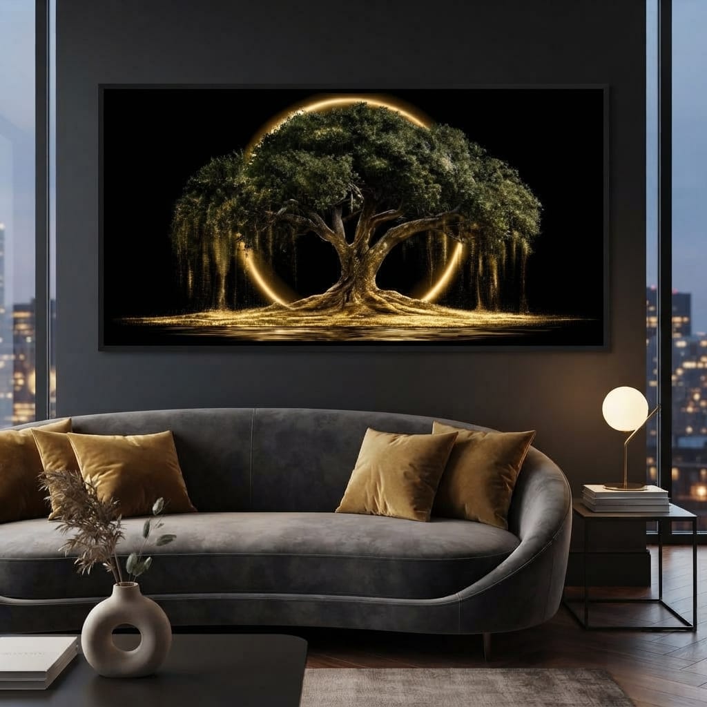 Ancient Tree Upon The Hollow Moon Canvas Wall Art
