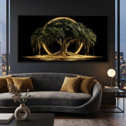 Ancient Tree Upon The Hollow Moon Canvas Wall Art
