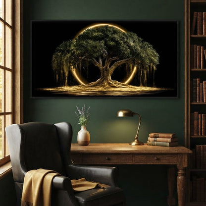 Ancient Tree Upon The Hollow Moon Canvas Wall Art