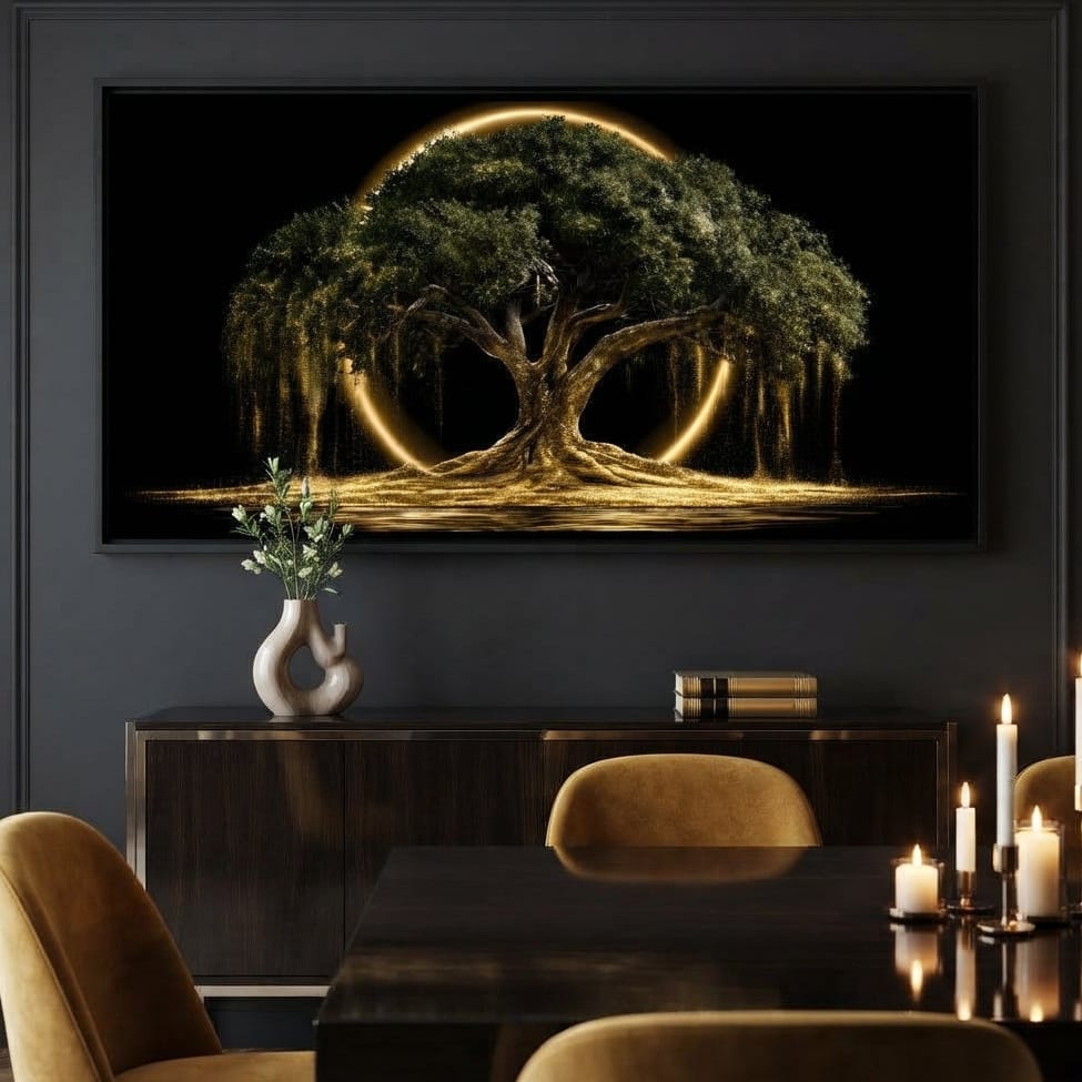 Ancient Tree Upon The Hollow Moon Canvas Wall Art