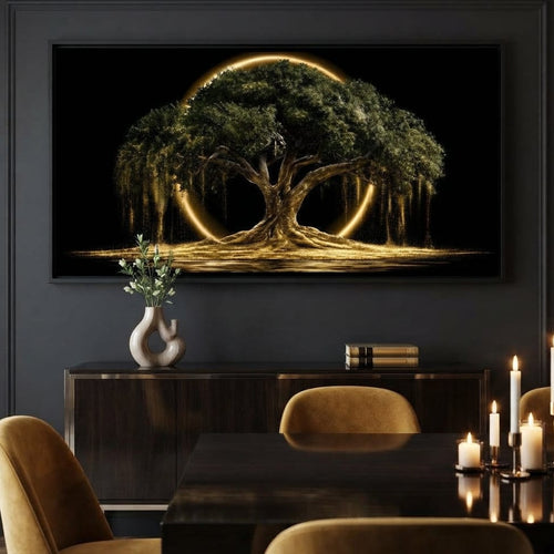 Ancient Tree Upon The Hollow Moon Canvas Wall Art