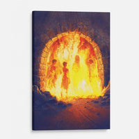jesus with the three hebrew children in the furnace wall art canvas (Landscape)