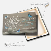 every day is a new beginning butterfly flower christian wall art canvas (Landscape)