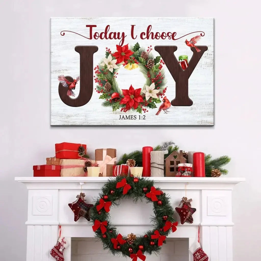 today i choose joy christmas wall art canvas
