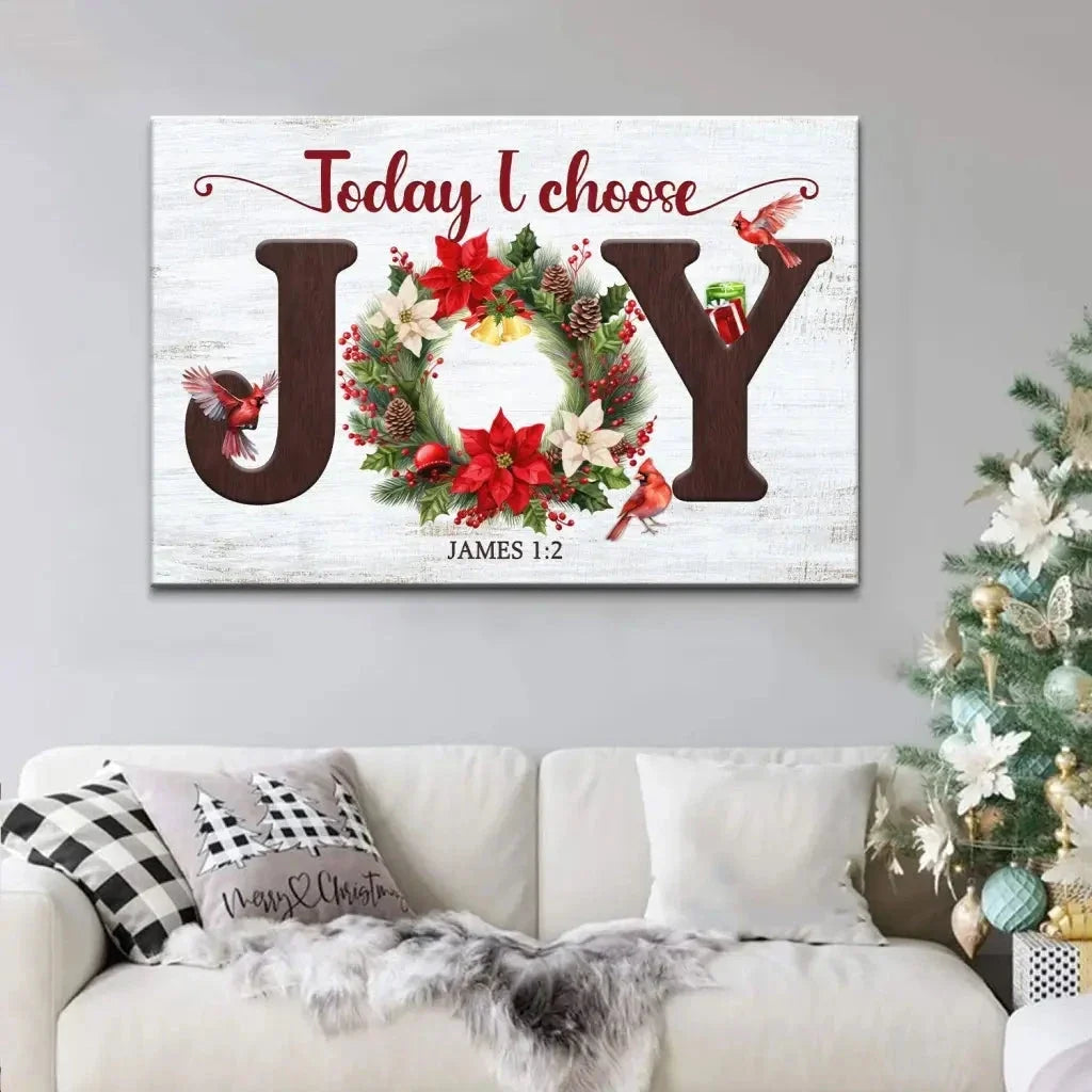 today i choose joy christmas wall art canvas (view 3)