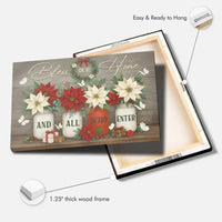 bless our home and all who enter wall art canvas christian christmas decoration (Landscape)