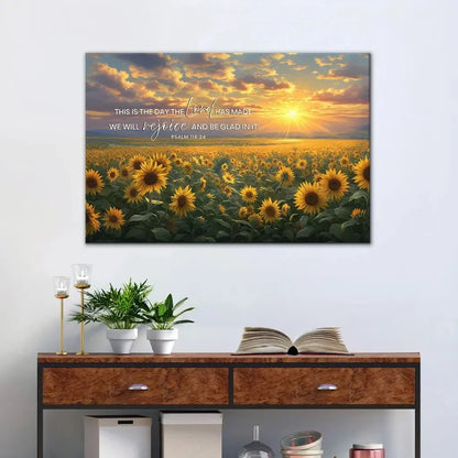 psalm 118 24 this is the day the lord has made sunflower wall art canvas (Landscape)