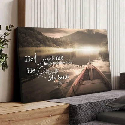 he leadeth me beside the still waters psalm 23 2 3 wall art canvas (Landscape) (view 2)