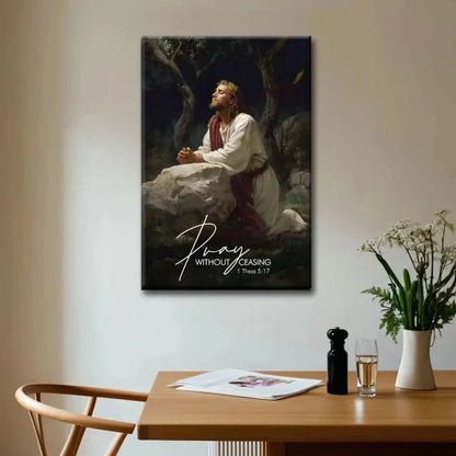 pray without ceasing jesus praying in the garden of gethsemane christian wall art canvas (view 2)