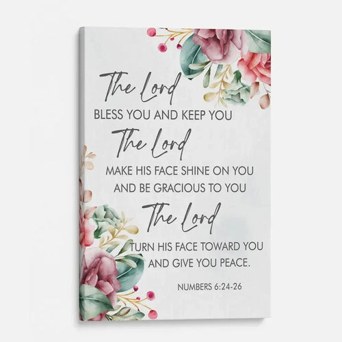 the lord bless you and keep you floral numbers 6 24 26 wall art canvas