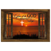 give it to god and go to sleep cross sunset wall art canvas print (Landscape)