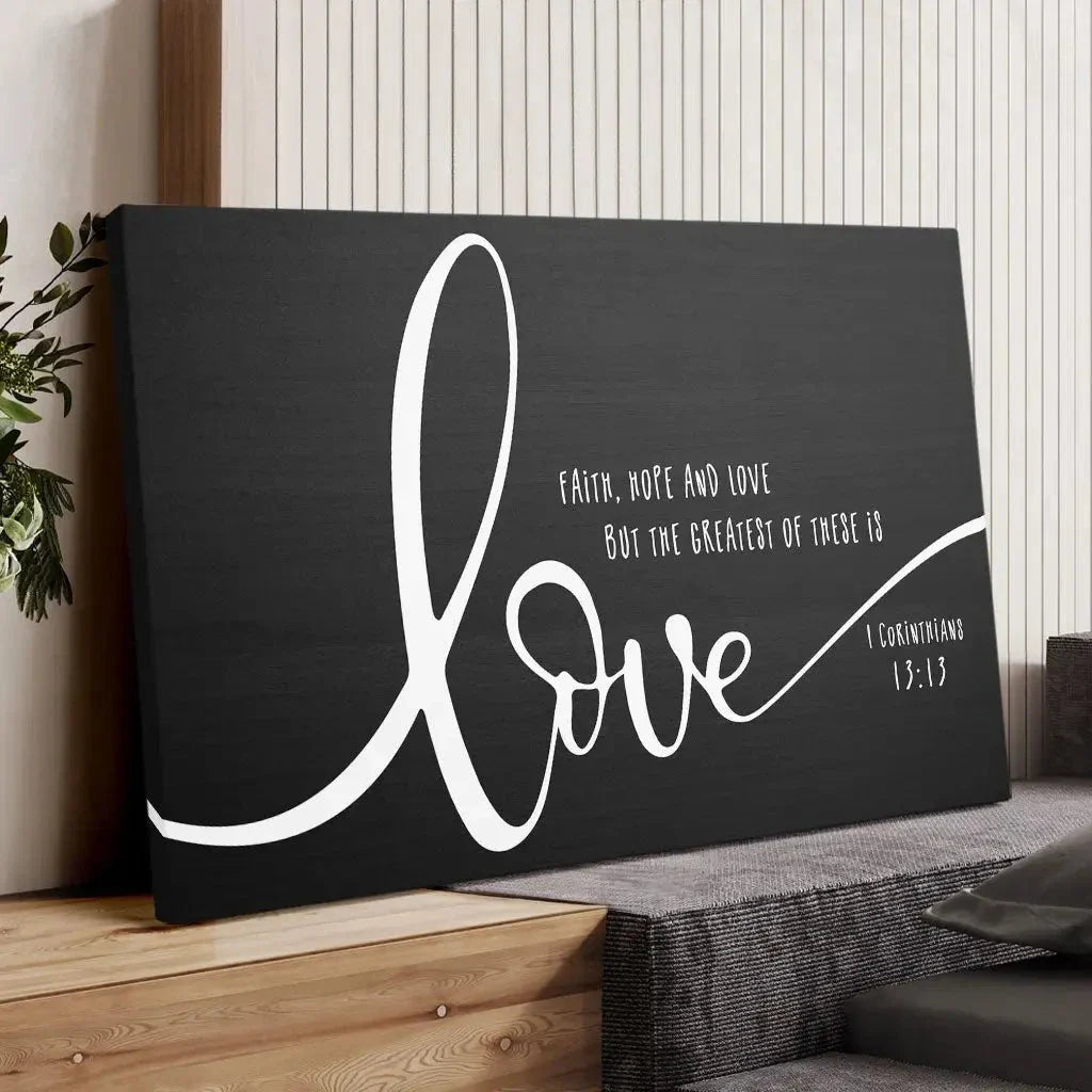 faith hope and love wall art canvas (Landscape)
