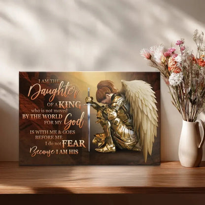 female warrior i am the daughter of a king christian wall art canvas (Landscape)