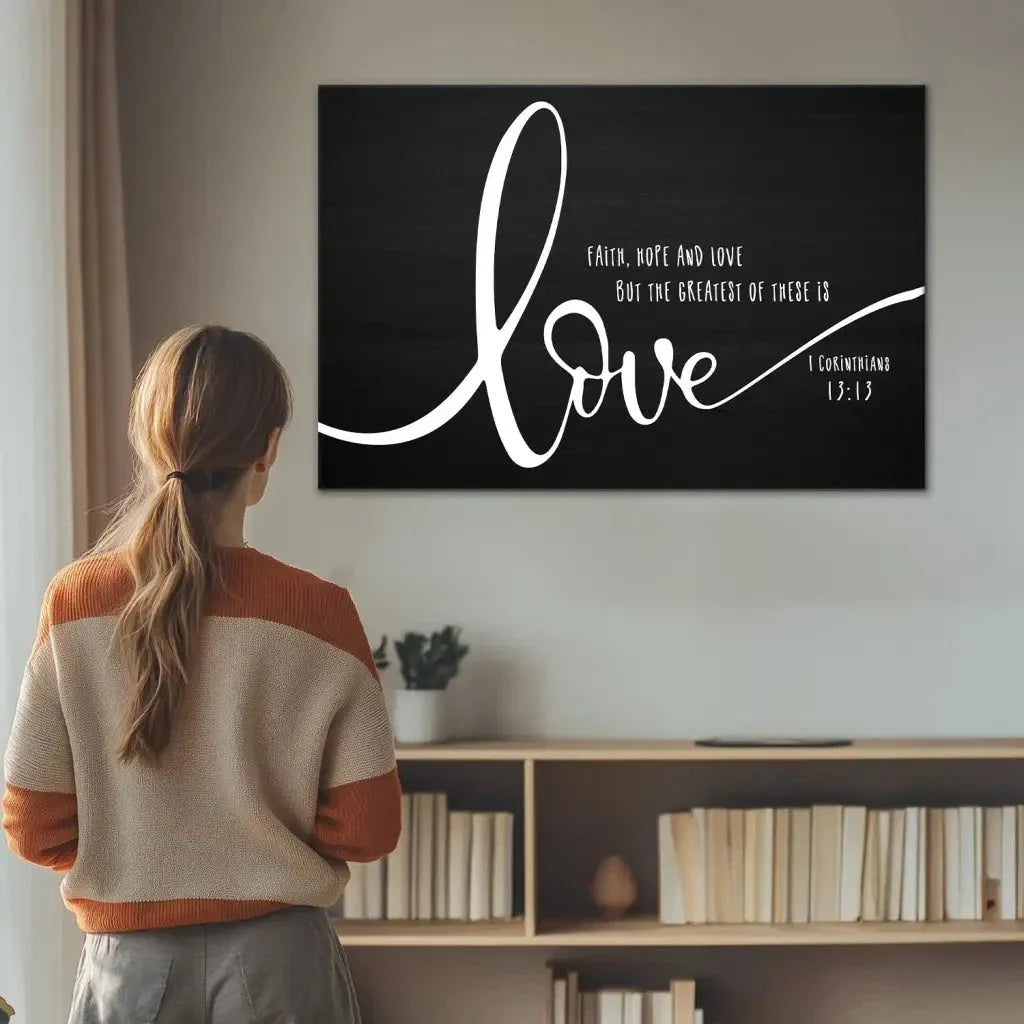 faith hope and love wall art canvas (Landscape) (view 2)
