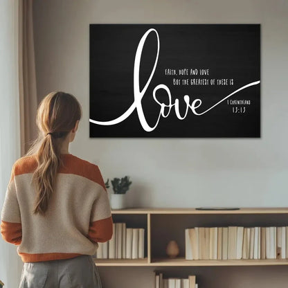 faith hope and love wall art canvas (Landscape) (view 2)