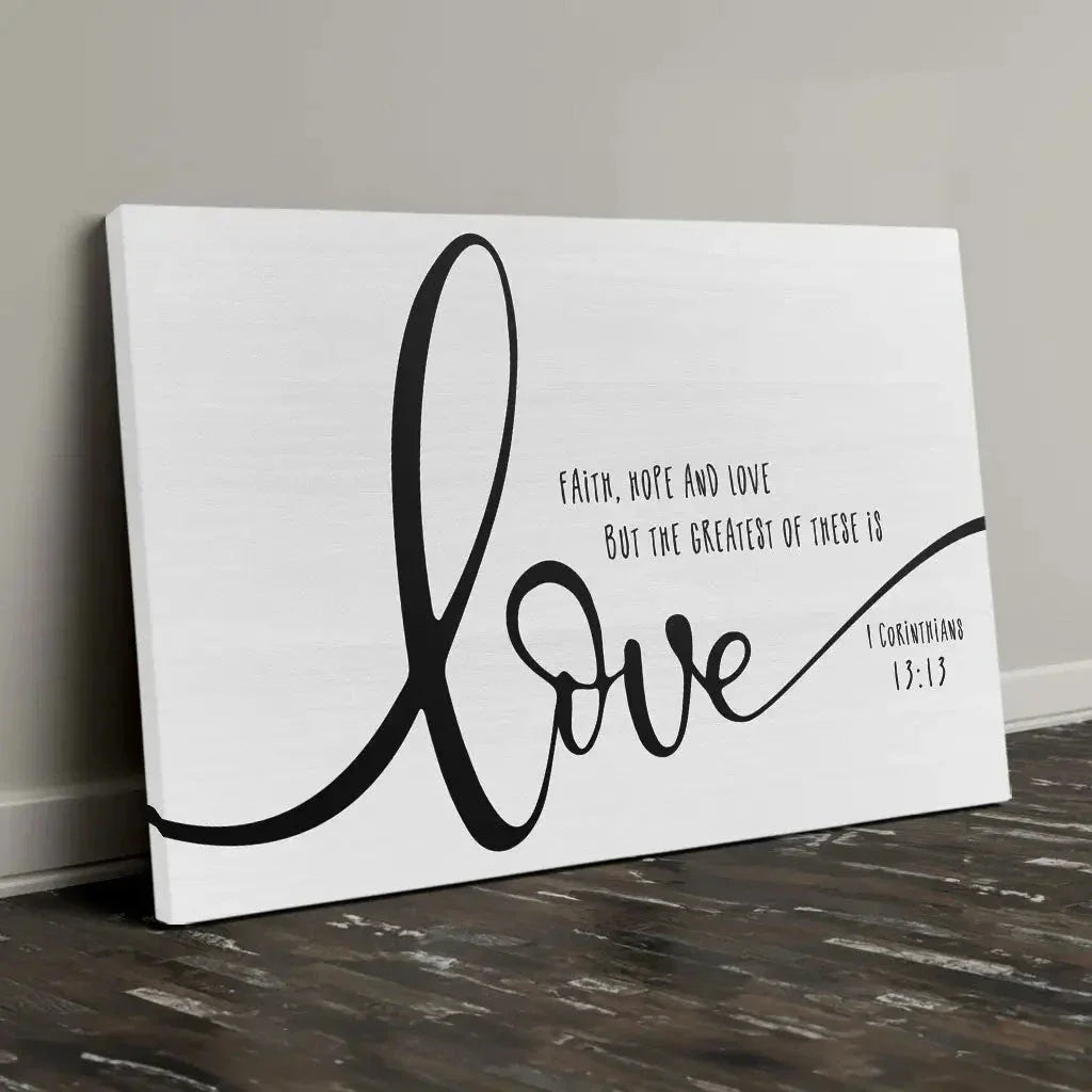 faith hope and love wall art canvas (Landscape) (view 3)