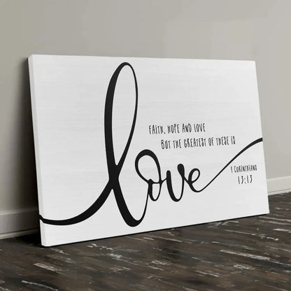 faith hope and love wall art canvas (Landscape) (view 3)